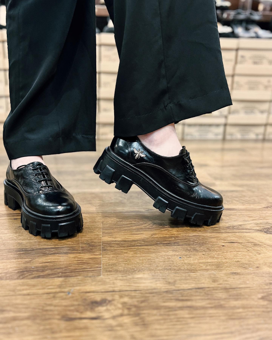 Pantofi Chunky Bee Oxford black [2]