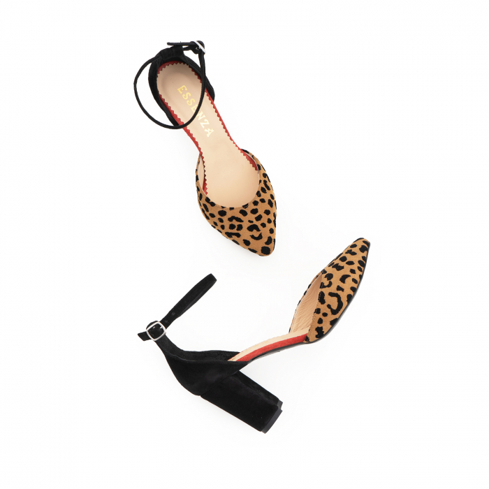 Pantofi cu decupaj si bareta la calcai, din piele naturala intoarsa neagra, rosie si animal print [5]