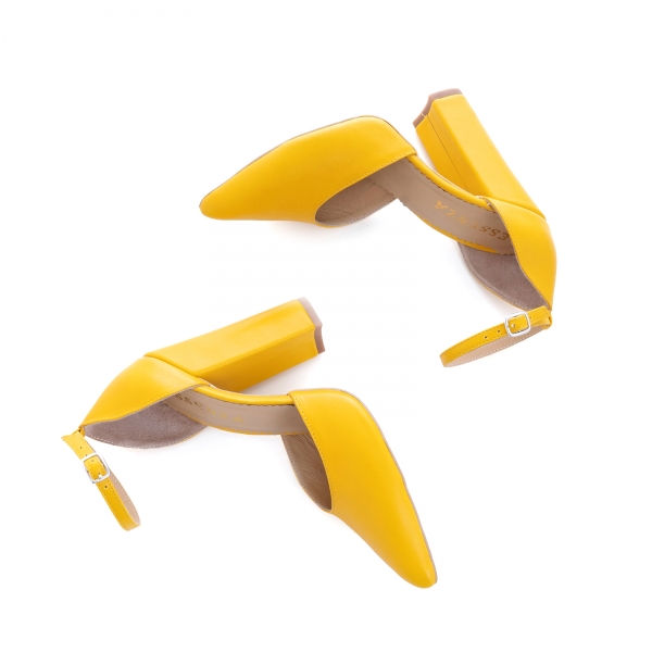 Pantofi din piele naturala de culoare galben [3]