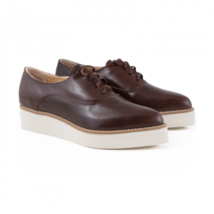Pantofi oxford cu varf ascutit, din piele naturala maron [3]