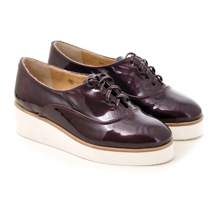 Pantofi oxford, din piele lacuita mov [3]