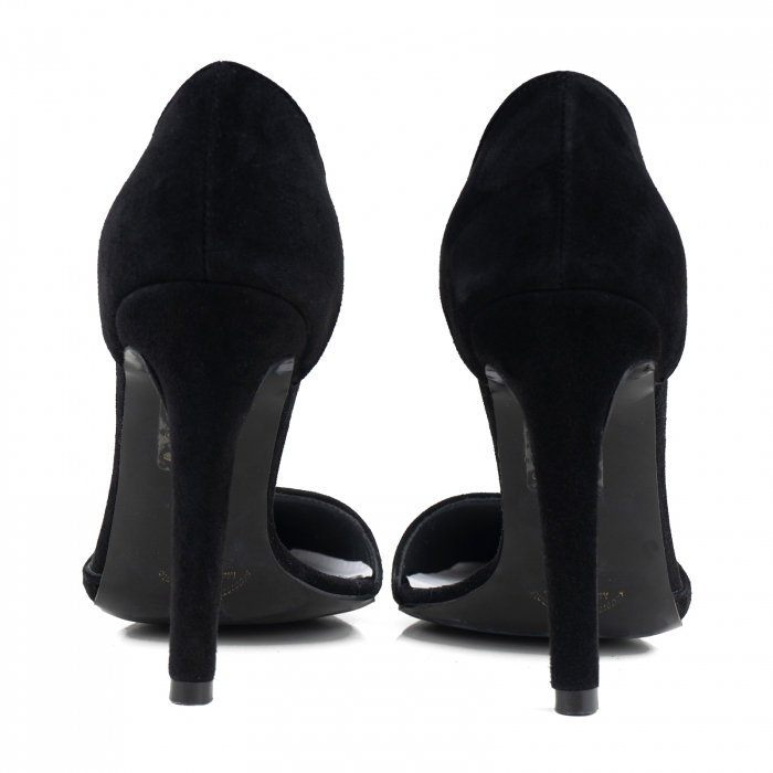 Pantofi Stileto decupati (interior/exterior ), din piele intoarsa neagra [4]