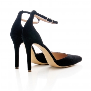 Pantofi stiletto cu decupaj interior si exterior. din piele intoarsa neagra [3]