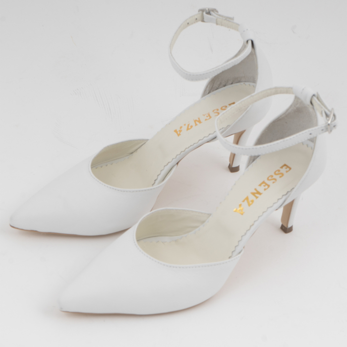 Pantofi stiletto decupati, din piele naturala alba [2]