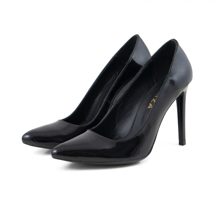 Pantofi Stiletto din piele lacuita neagra [2]