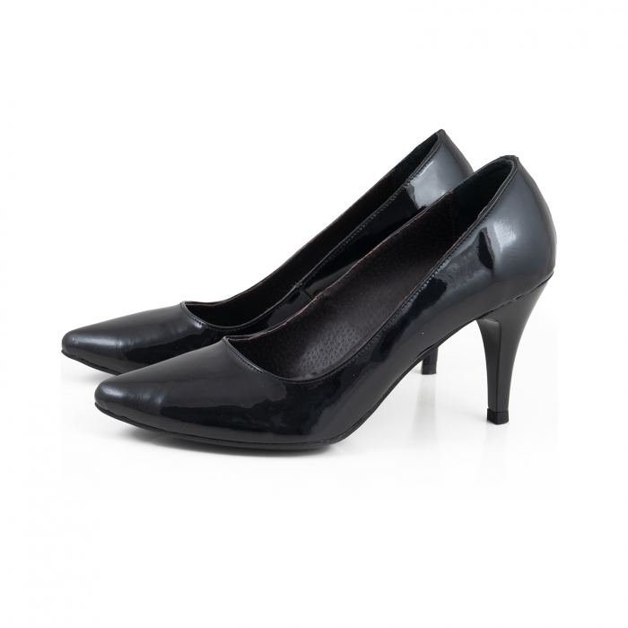 Pantofi stiletto  din piele lacuita neagra [2]