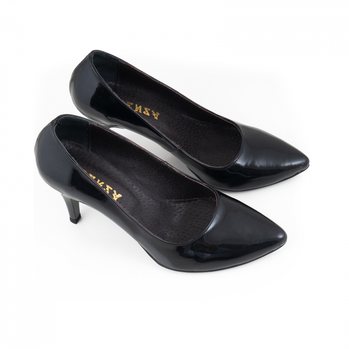 Pantofi stiletto  din piele lacuita neagra [4]