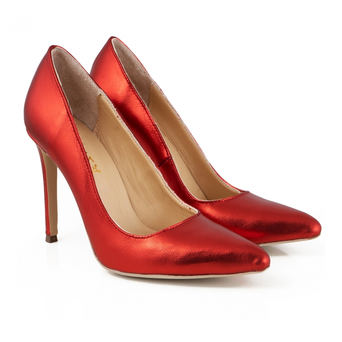 Pantofi Stiletto din piele laminata rosie [3]