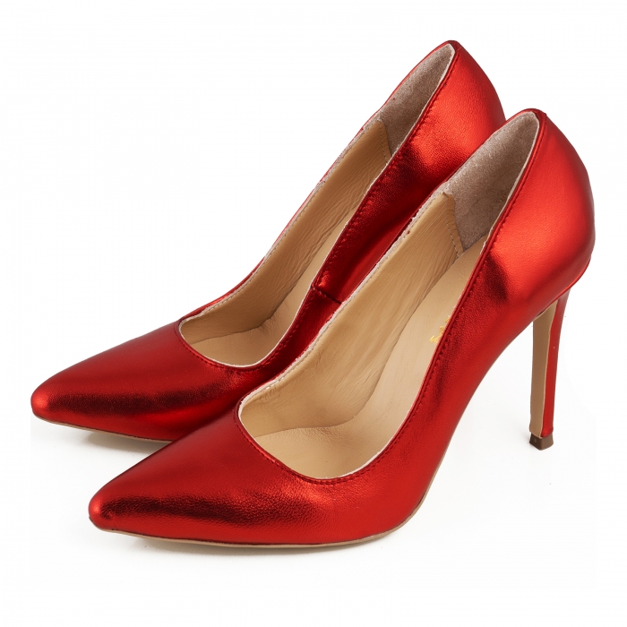 Pantofi Stiletto din piele laminata rosie [2]