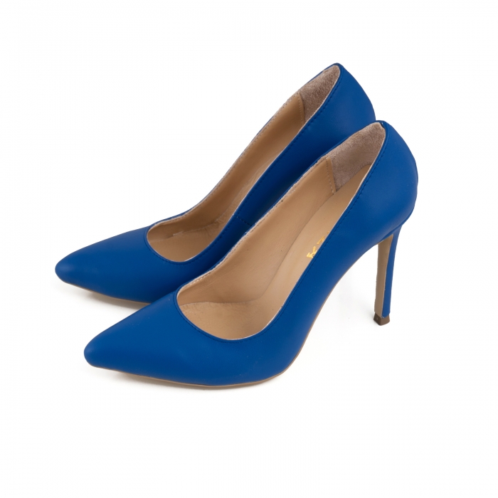 Pantofi Stiletto din piele naturala albastra [2]