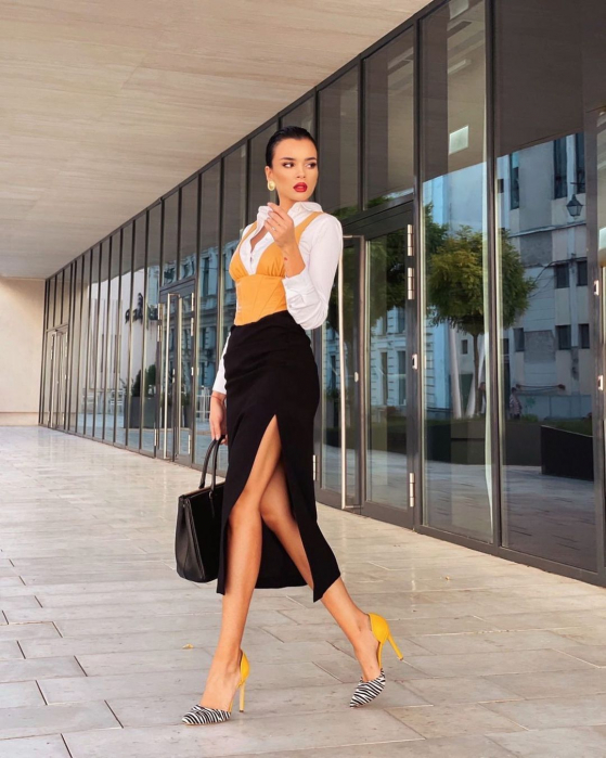 Pantofi stiletto din piele naturala cu animal print si piele naturala galbena [3]