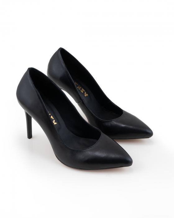 Pantofi Stiletto din piele naturala neagra [2]