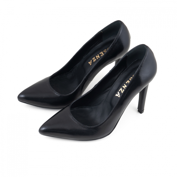 Pantofi Stiletto din piele naturala neagra [3]