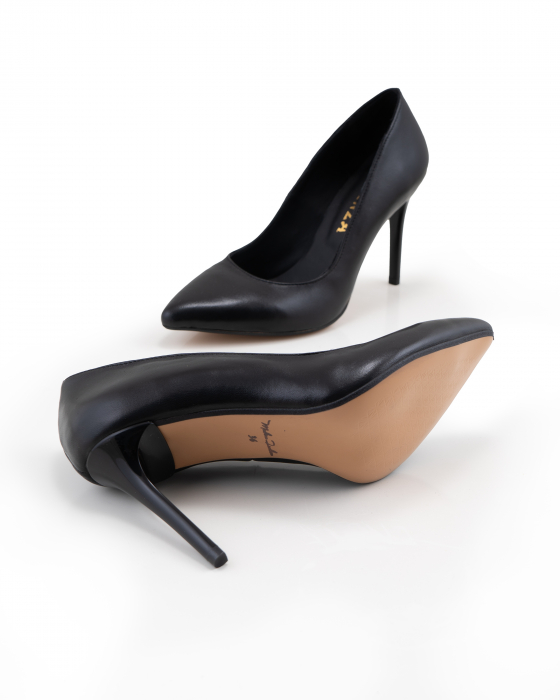 Pantofi Stiletto din piele naturala neagra [4]
