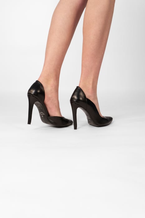 Pantofi stiletto din piele naturala neagra,cu decupaj interior si exterior intr-o linie eleganta [3]