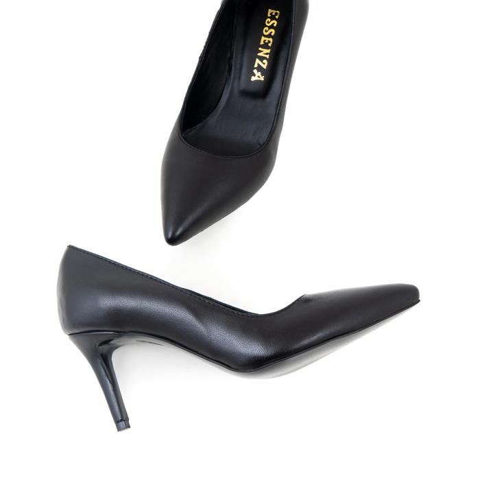 Pantofi stiletto din piele naturala neagra, cu toc de 7 cm [3]