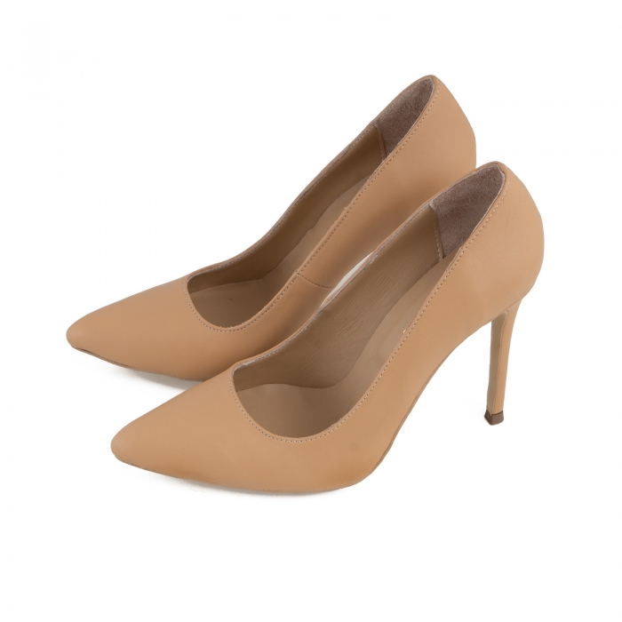 Pantofi Stiletto din piele naturala nude [3]