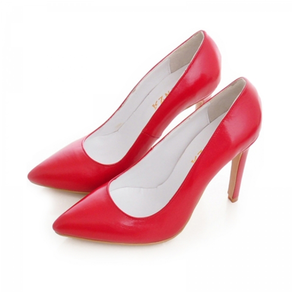 Pantofi Stiletto din piele naturala rosie [3]