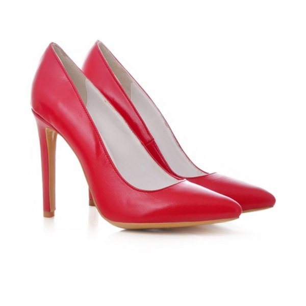 Pantofi Stiletto din piele naturala rosie [2]