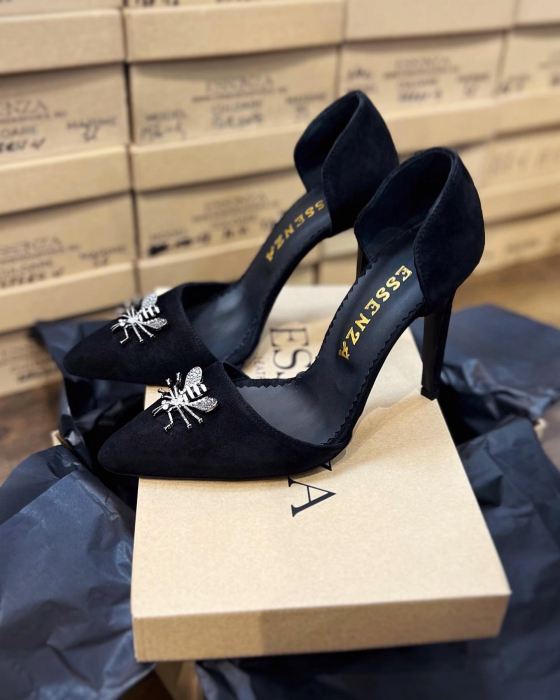 Pantofi Stiletto Wasp Black Suede [3]