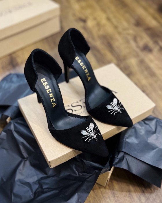 Pantofi Stiletto Wasp Black Suede [2]