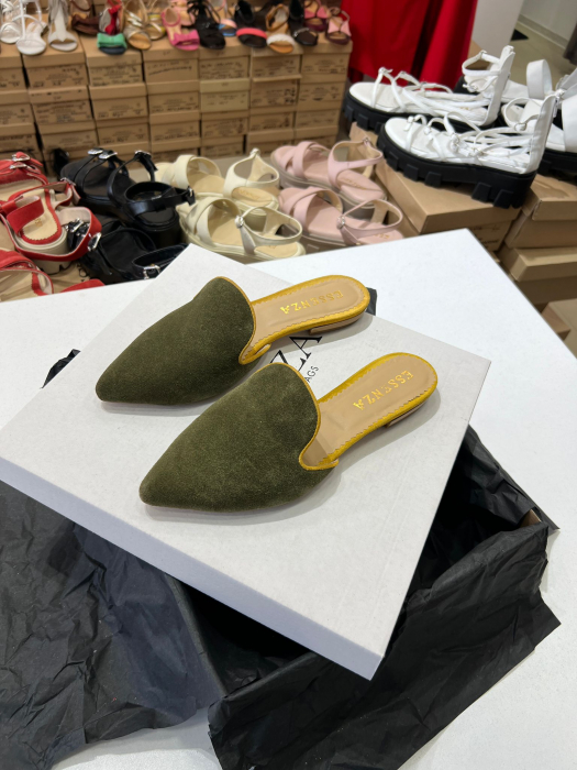 Saboti din piele intoarsa verde si paspol galben [3]