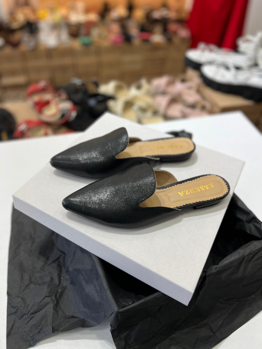 Saboti din piele neagra glitter [3]