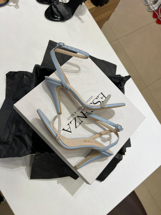 Sandale cu bareta ingusta Chiara Baby blue, din piele naturala albastru deschis. [1]
