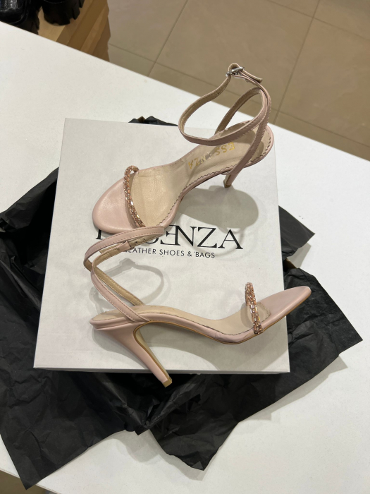 Sandale cu bareta ingusta Chiara Baby Pink, din piele naturala roz deschis. [2]