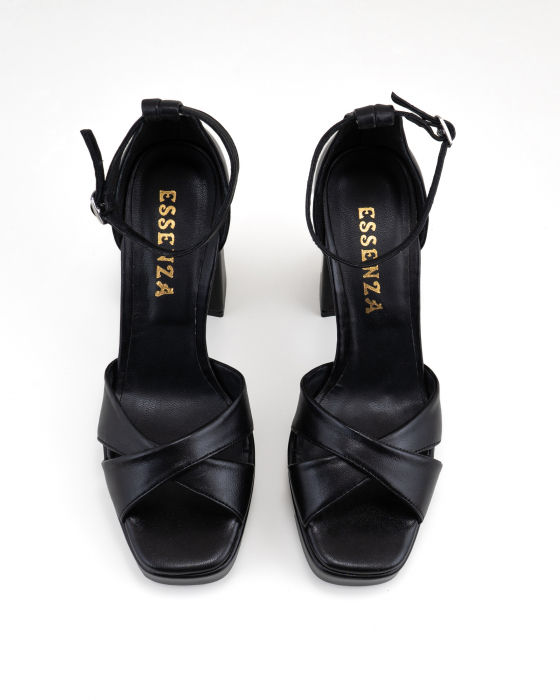 Sandale cu barete in  X , din piele naturala neagra [4]