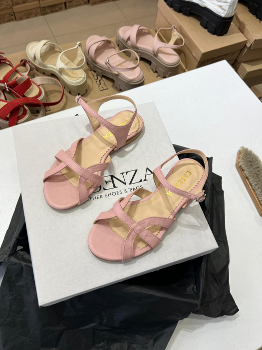 Sandale cu talpa joasa, din piele naturala roz [3]