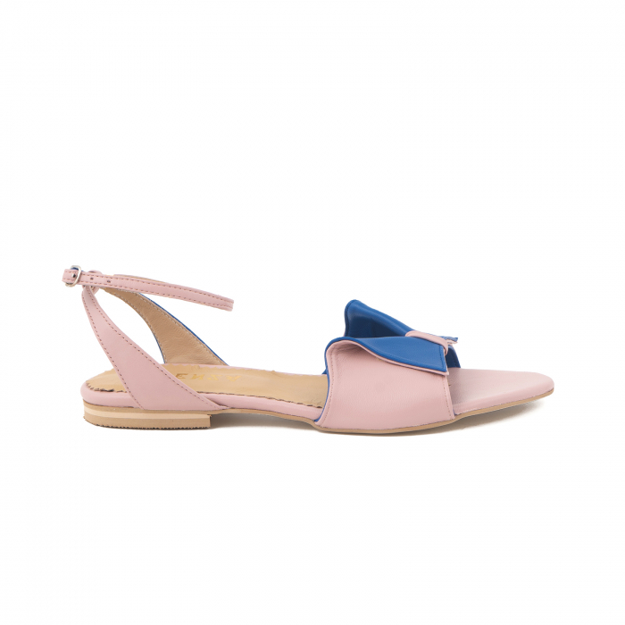 Sandale cu talpă joasă, din piele naturala roz si albastra [1]