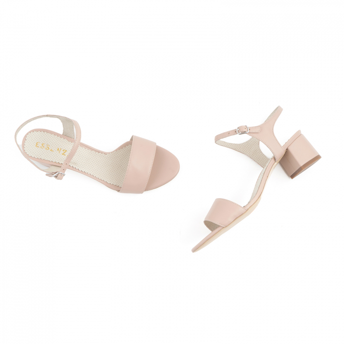 Sandale cu toc patrat, din piele naturala nude rose [3]
