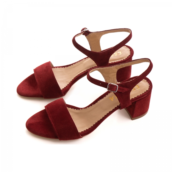 Sandale din piele intoarsa burgundy [3]