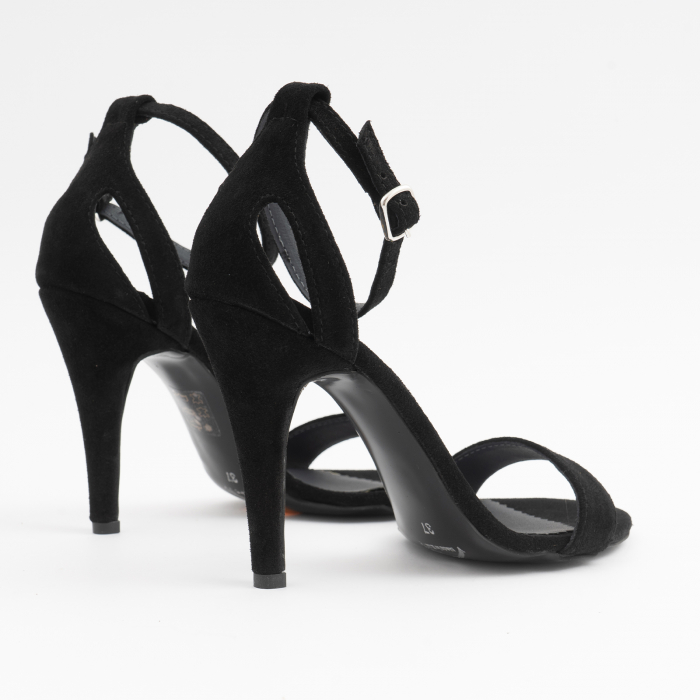 Sandale din piele intoarsa neagra, cu toc stiletto [4]