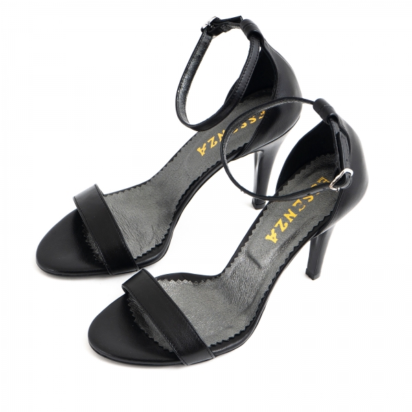 Sandale din piele naturala neagra, cu toc stiletto [3]