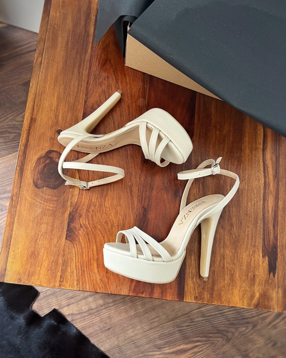 Sandale din piele naturala nude, cu toc de 14cm si platforma de 3cm. [3]