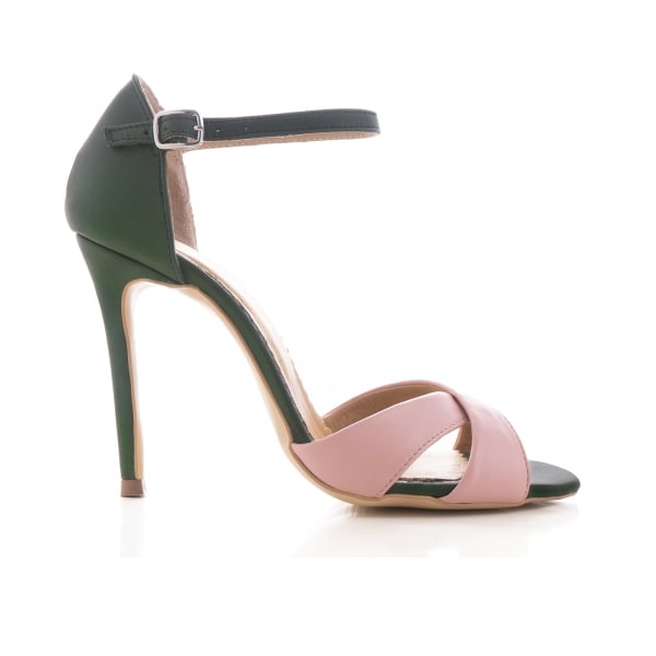Sandale din piele naturala verde si roz [1]