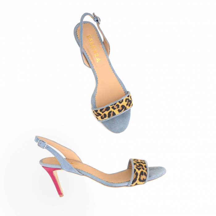 Sandale elegante din piele intoarsa albastru deschis, piele nabuc roz ciclam si piele  cu animal print tip leopard [3]