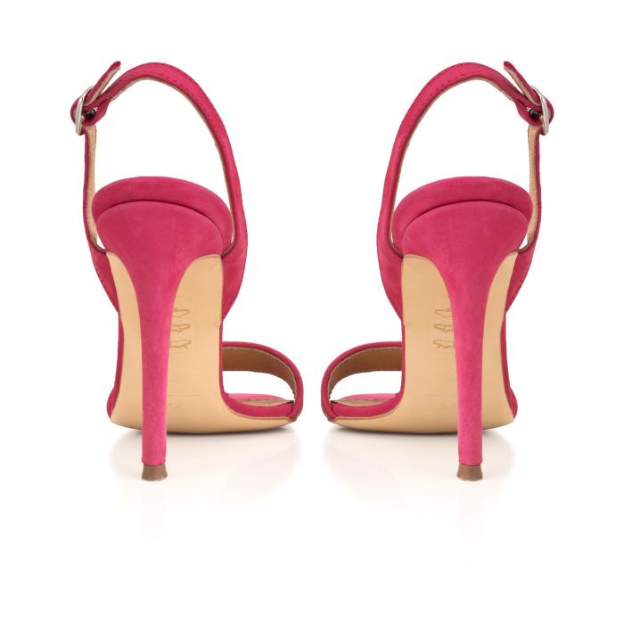 Sandale elegante din piele nabuc roz intens si animal print. [4]