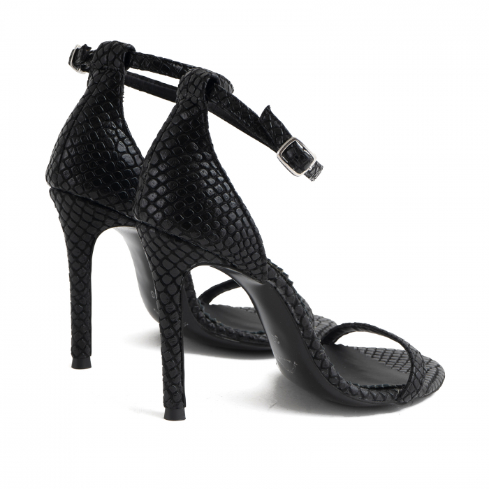 Sandale elegante, din piele neagra texturata [3]