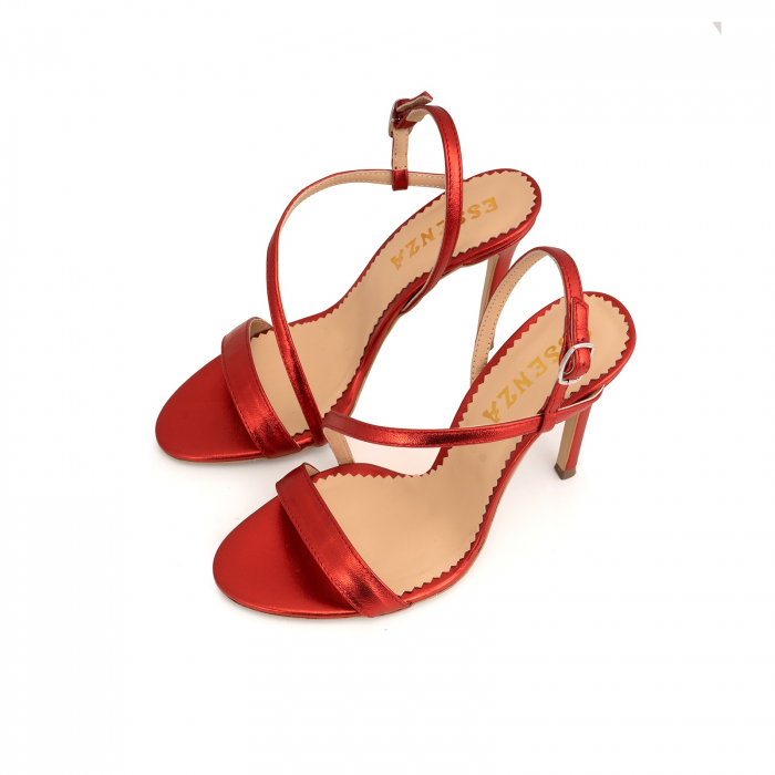 Sandale elegante din piele laminata rosie, cu toc stiletto. [4]