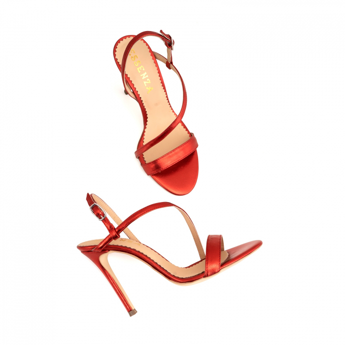 Sandale elegante din piele laminata rosie, cu toc stiletto. [3]