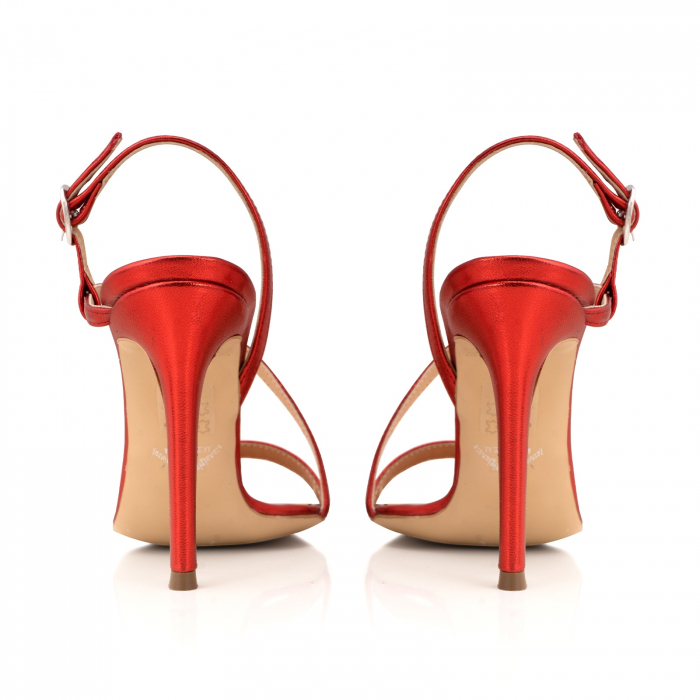Sandale elegante din piele laminata rosie, cu toc stiletto. [6]