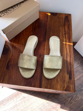 Flip flops din piele naturala auriu. [3]