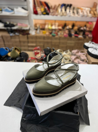 Pantofi decupati, din piele naturala verde [2]