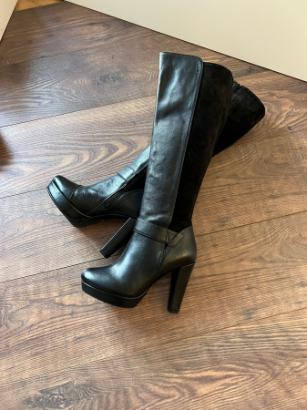 Cizme din piele neagra si piele intoarsa neagra [1]