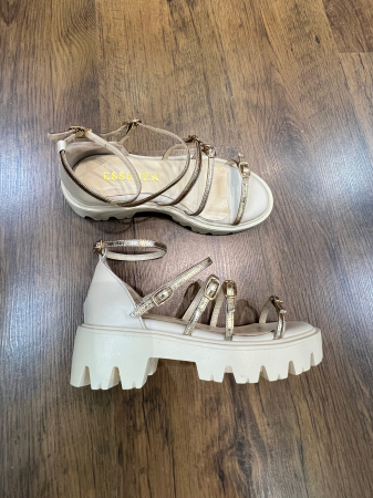 Sandale talpa chunky - Sandale Sarah bej auriu