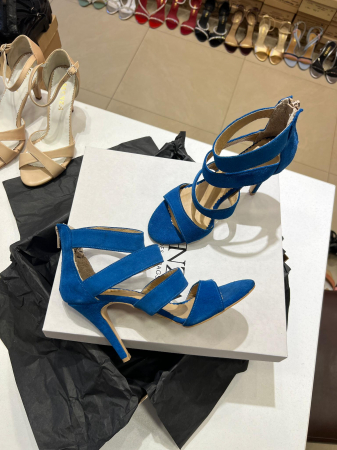 OUTLET PRIMAVARA-VARA - Sandale din piele intoarsa albastru velur
