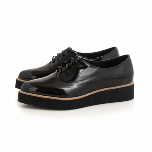 Pantofi oxford cu varf ascutit, din piele lacuita neagra [2]